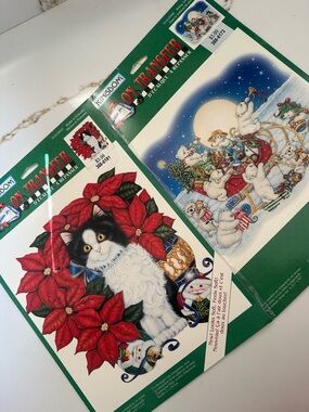 Vintage 1996 Daisy Kingdom Christmas Iron On Transfer 2 Cat & Polar Bear NWT